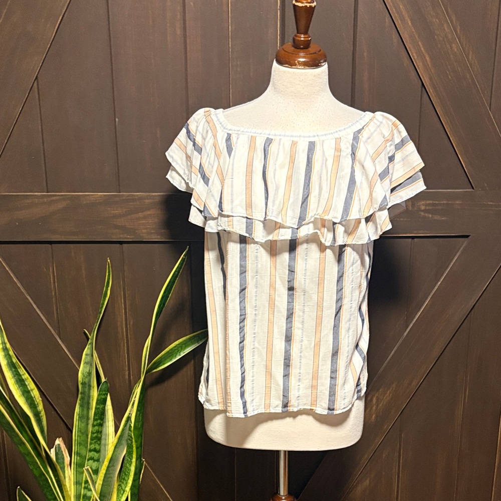 Chic Ruffled Striped Blouse